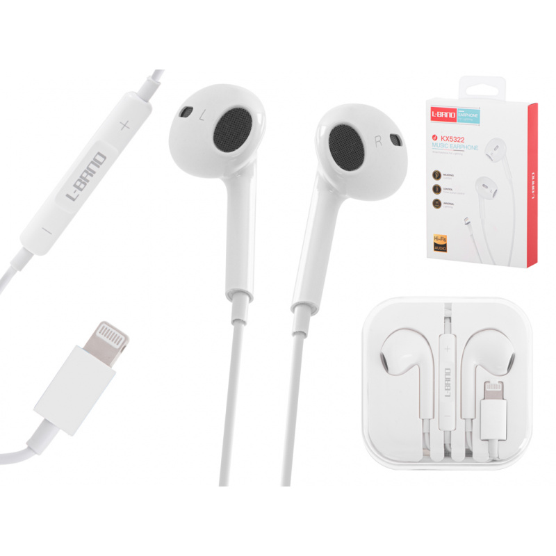 Slušalke z žično povezavo Lightning Bele