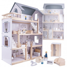 Aga Lesena hišica za punčke s pohištvom 80cm