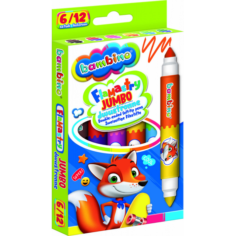 Bambino Obojestranski flomastri Jumbo 6 kosov/12 barv