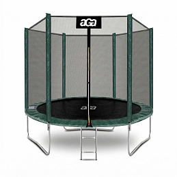 Aga SPORT TOP Trampolin 250 cm Temno zelena + zaščitna mreža + lestev