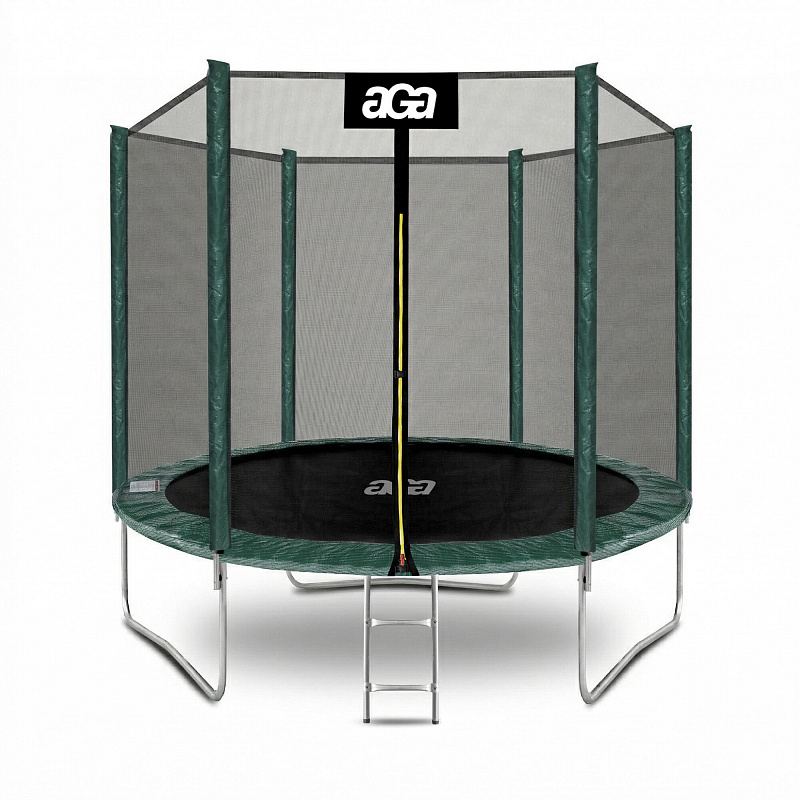 Aga SPORT TOP Trampolin 250 cm Temno zelena + zaščitna mreža + lestev