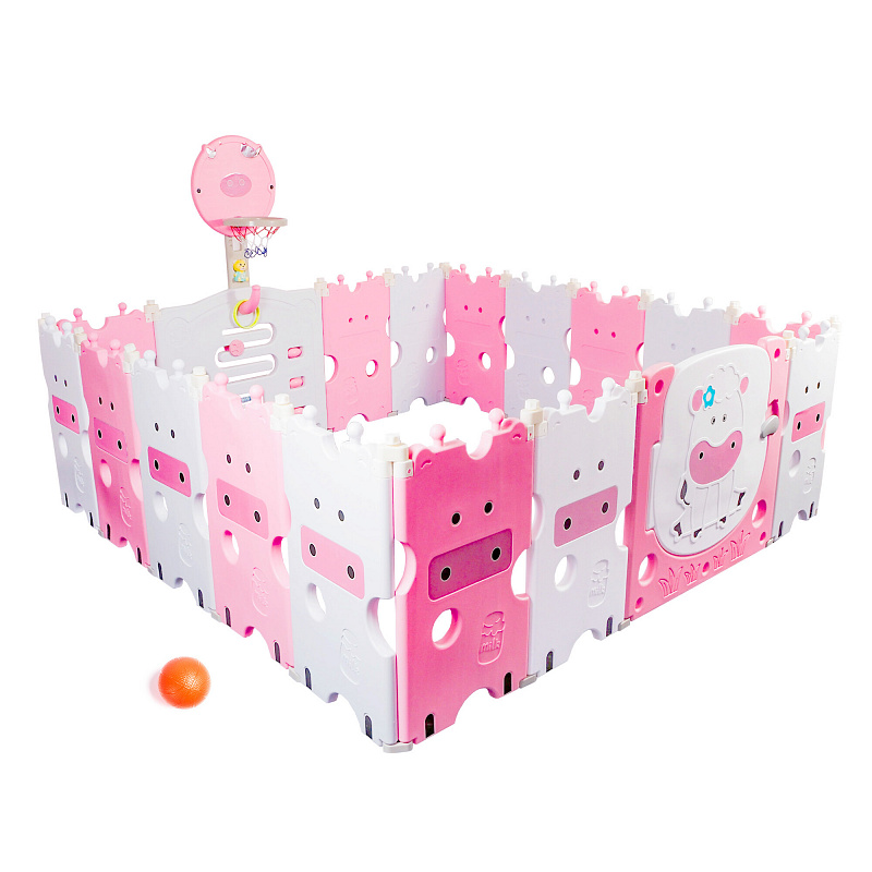 Aga4Kids Otroška plastična ograja 223x192x64 cm Roza - 2.KAKOVOST