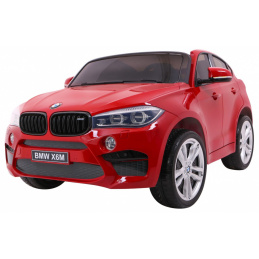 BMW X6M XXL za 2 otroka Rdeča barva + daljinski upravljalnik + eko usnje + varnostni pasovi + počasen zagon + MP3 + LED