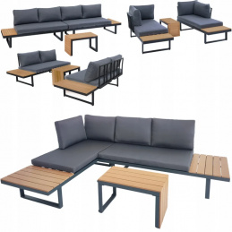 Modularni komplet vrtnega pohištva - 2 kavča, miza