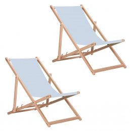 Aga 2x Leseno zložljivo ležalnik Svetlo sivo