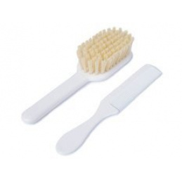 Otroška krtača in glavnik za lase 0m+ POUPY Bela