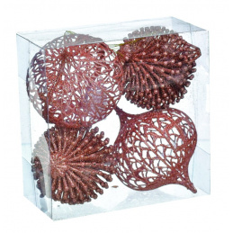 Štiri božične kroglice komplet roza bleščeče za drevo