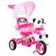 otroško trikolesno kolo Panda Pink + zvoki + streha + ograja + naslon za noge + ročaj + sani + prostor za shranjevanje