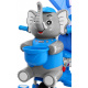 otroško trikolesno kolo Elephant Blue + zvoki + streha + ograja + naslon za noge + ročaj + sani + prostor za shranjevanje