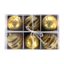 Set šestih zlatih božičnih okraskov, 3 vzorci za drevo