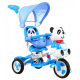 otroško trikolesno kolo Panda Blue + zvoki + streha + varovalo + naslon za noge + ročaj + sani + prostor za shranjevanje