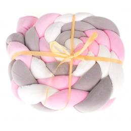 Aga Zaščitni odbijač za posteljico karirast roza siv bel 8x200cm