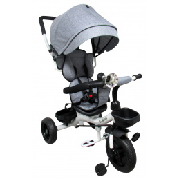 R-Sport Otroški tricikel z vodilno palico brez zavore T4, 360° vrtljiva kolesa Siva