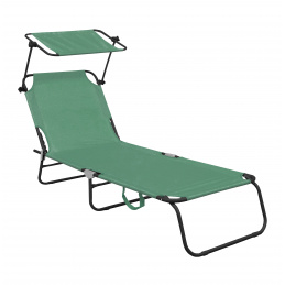 Aga Vrtni nastavljiv ležalnik s streho Svetlo zelena