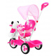 otroško trikolesno kolo Panda Pink + zvoki + streha + ograja + naslon za noge + ročaj + sani + prostor za shranjevanje