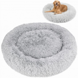 Plišasta okrogla postelja, siva - 80x80