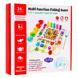 Lesena komplet izobraževalnih iger 6v1 za otroke 3+ Sorter ribolov učenje številk