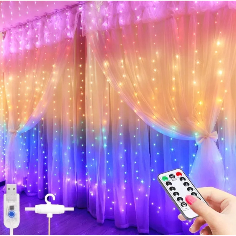 LED svetlobna zavesa 3x2,8m - večbarvna