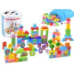 Barvne lesene kocke Kmetija 100 kosov ZA3565