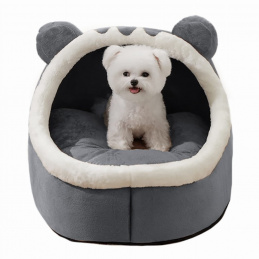 Plišasta postelja hiška, siva - 55x55