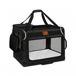 Tresko Prevozna škatla za pse in mačke 50x34x34 cm Črna
