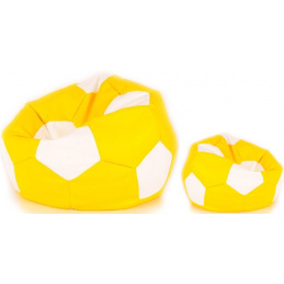 Aga Sedežna vreča BALL XXXL Bela - Rumena + podnožnik