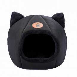 Plišasta postelja hiška, črna - 36x36