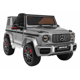 Mercedes AMG G63 za otroke Srebrna barva + daljinsko upravljanje + MP3 LED + počasen zagon + EVA + pasovi