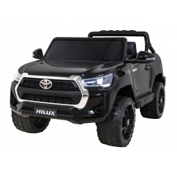 Toyota Hilux baterija za otroke črna + pogon 4x4 + daljinsko upravljanje + 2 prtljažnika + radio MP3 + LED dioda