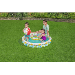 Napihljiv otroški bazen 3 v 1 122x20 cm Tropical BESTWAY Pool + plavalni obroč + plažna žoga