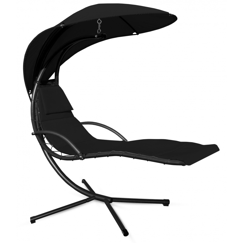 Aga Viseča vrtna postelja s streho Črna