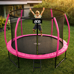 Aga SPORT EXCLUSIVE Trampolin 305 cm Roza + zaščitna mreža + lestev - II. KAKOVOST