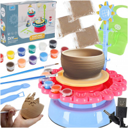 Aga Kreativni set lončarski vreteno za otroke + glina in barvanje 600g