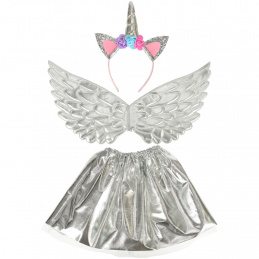 Kostum samoroga krilo trak za lase srebrna