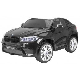 BMW X6M XXL za 2 otroka Črna + Daljinski upravljalnik + Eko usnje + Varnostni pasovi + Počasen zagon + MP3 USB + LED dioda