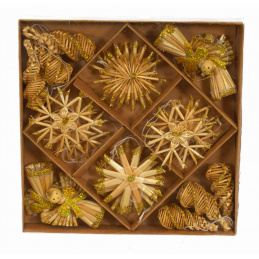 Božični okraski za obešanje iz slame, mešanica vzorcev