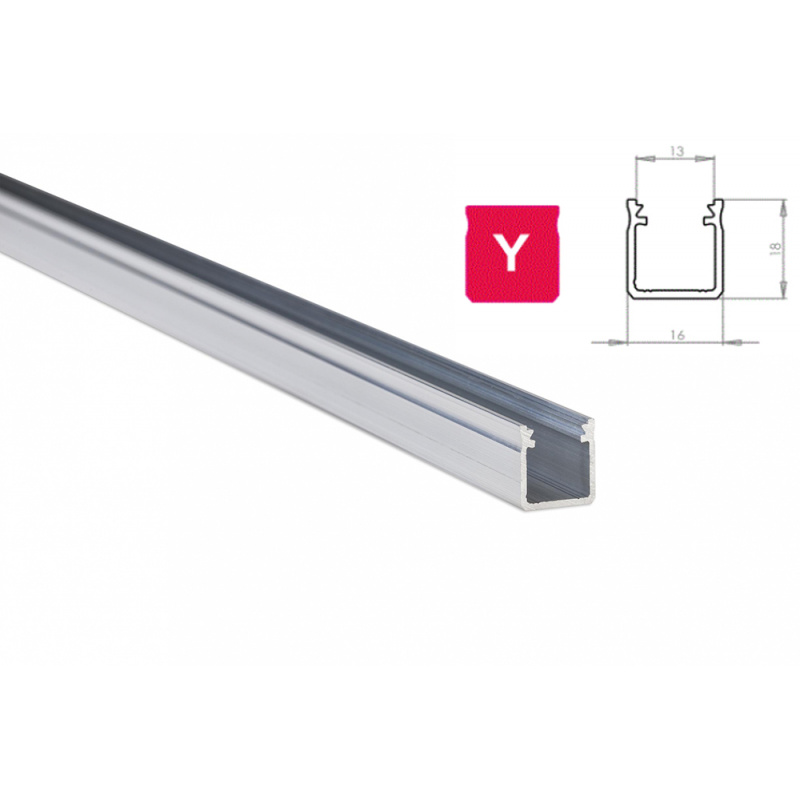Aluminijasti profil za LED trakove Y površinski 2m