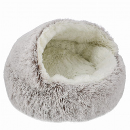 Okrogla postelja tulitorba, bež - 60x60