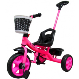 Tricikel T8 roza z ročajem Kolesa EVA Poganjalec