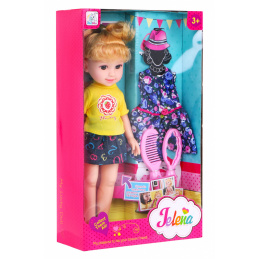 Velika stilistična lutka za otroke 3+ blond + 2 obleki + glavnik + ogledalo