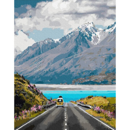 Slikanje po številkah Pot po gorah 40x50 platno + barve + čopiči