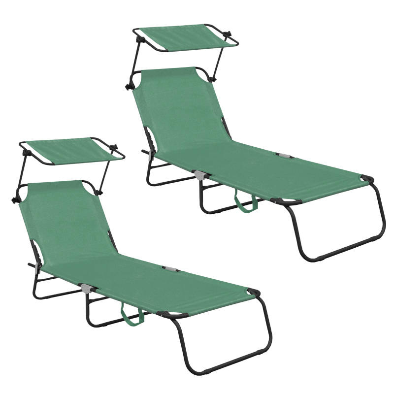 Aga 2x Vrtni ležalnik z nadstreškom Svetlo zelene barve