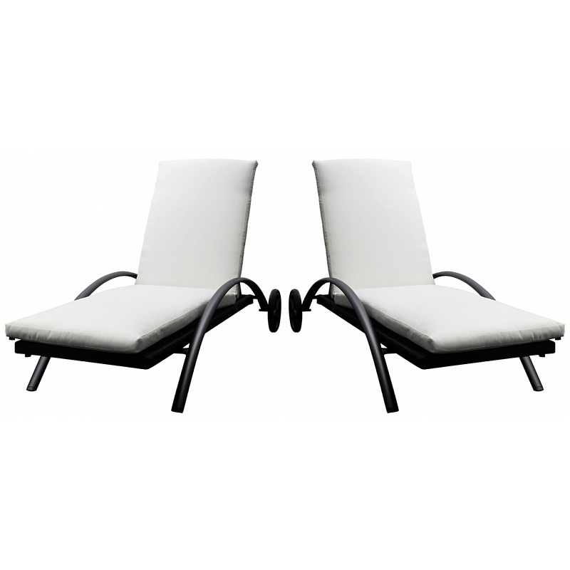 Aga 2x Vrtni ležalnik LOUNGE poliratan Črna - II. KAKOVOST