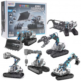 Komplet gradbenih strojev 6v1 za otroke 8+ Hidravlični pogon + gradbeni deli 223el.