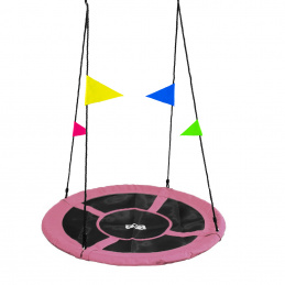 Aga Viseči gugalni obroč 120 cm Roza z zastavicami