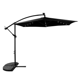 Aga Vrtni senčnik 300 cm Črn z LED osvetlitvijo