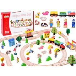 Velik leseni vlakovni komplet 80 kosov ZA3573
