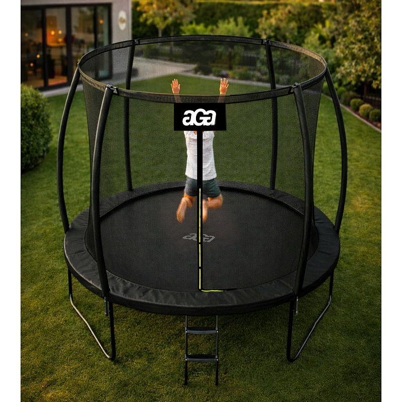 Aga SPORT EXCLUSIVE Trampolin 250 cm Črna + zaščitna mreža + lestev - II. KAKOVOST
