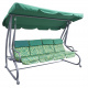 Velika 4-sedežna vrtna gugalnica Zelena + Tekstil + Streha + Nastavljiv sedež + 4 blazine