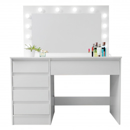 Aga Toaletna miza z ogledalom in osvetlitvijo Mat bela